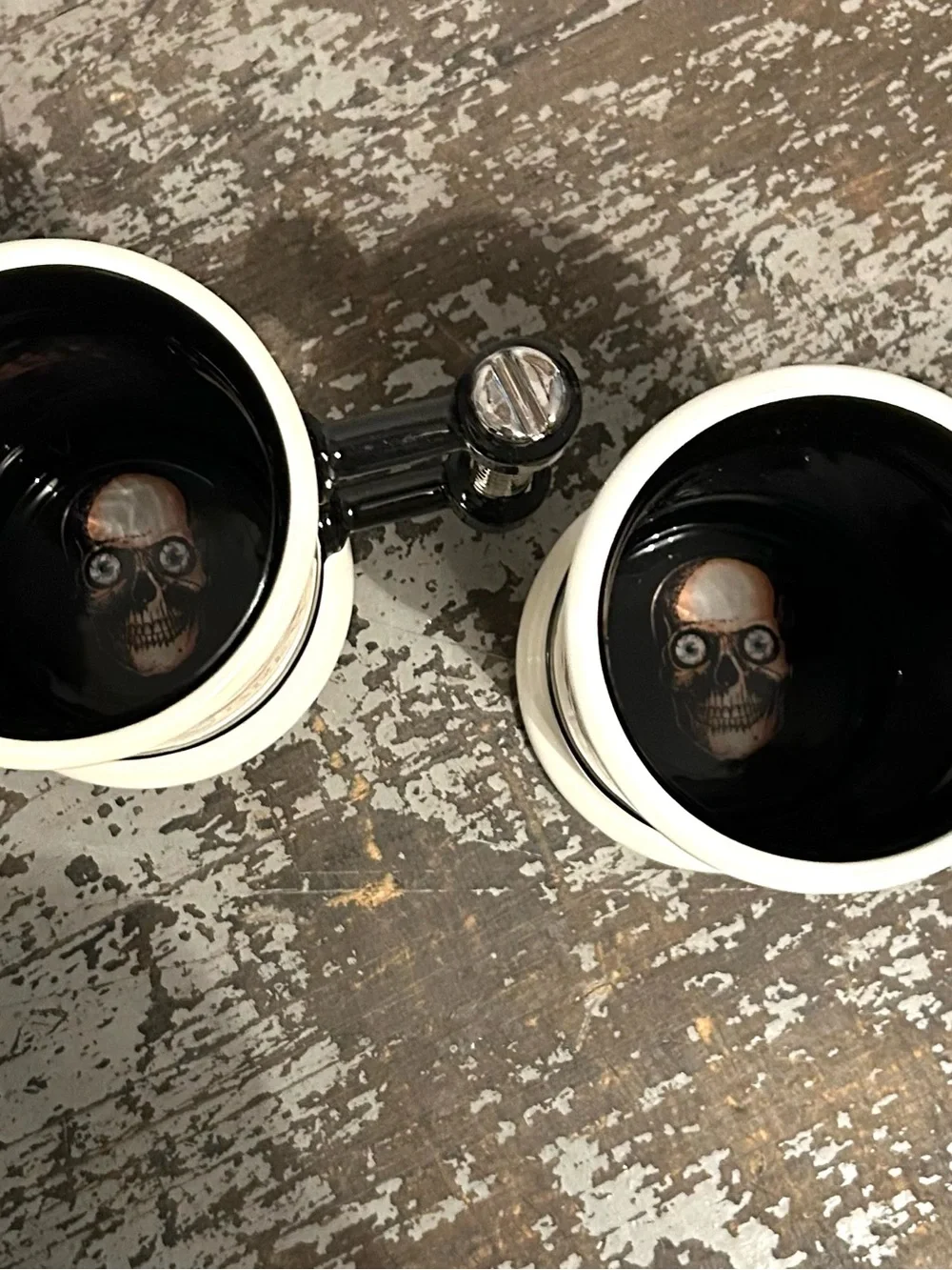 Department 56 Killer Brew Skull Mug - Black, Cream, Tan